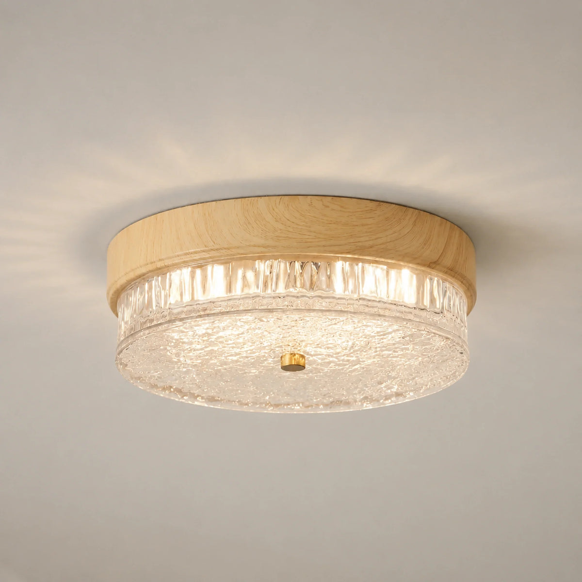 Mid-Century Water Ripple Glass Flush Mount Ceiling Light