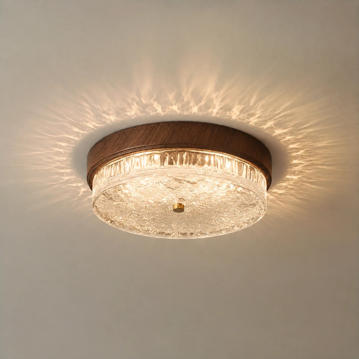 Mid-Century Water Ripple Glass Flush Mount Ceiling Light