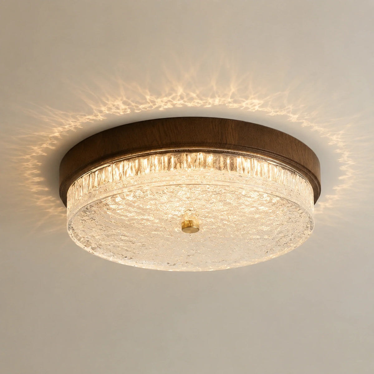 Mid-Century Water Ripple Glass Flush Mount Ceiling Light