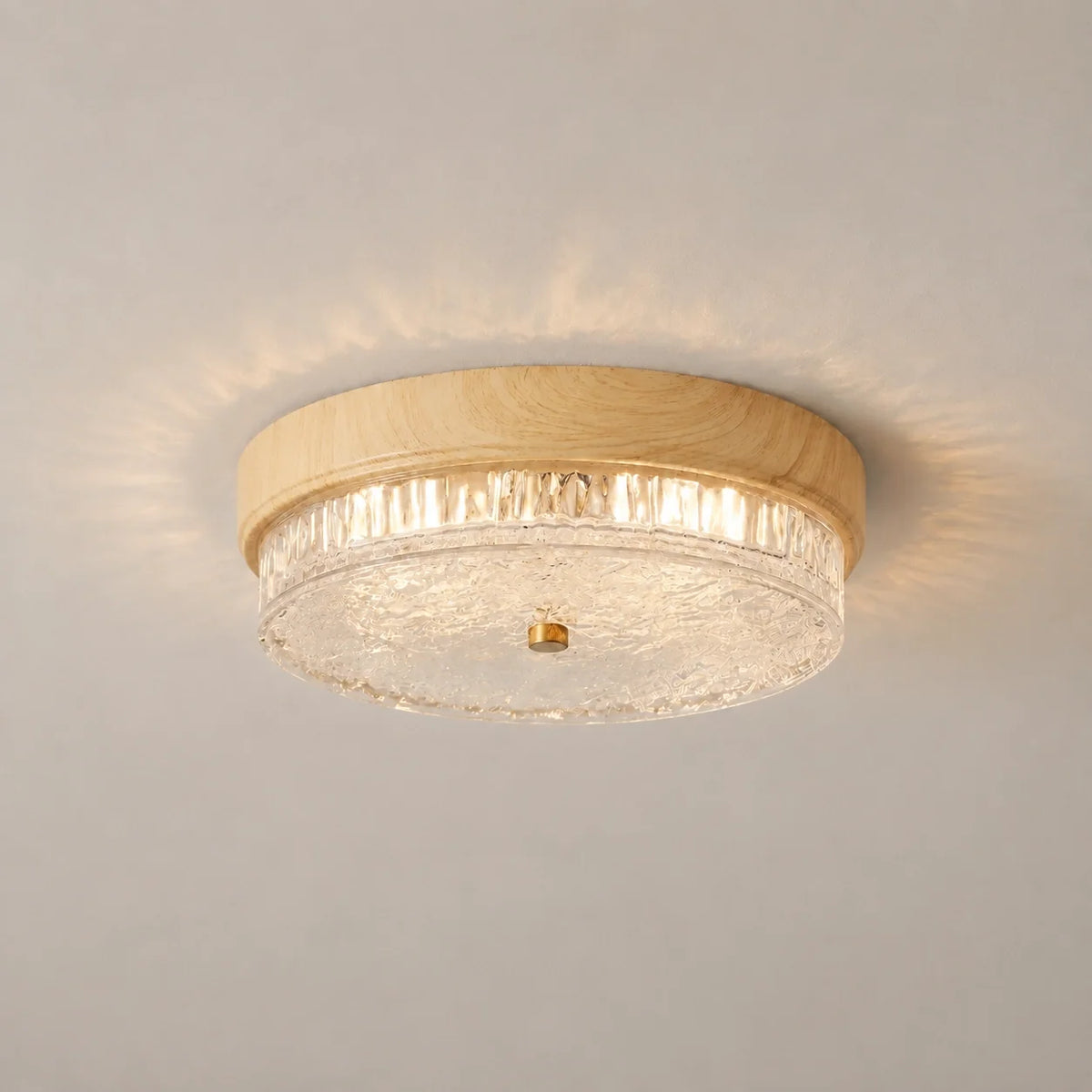 Mid-Century Water Ripple Glass Flush Mount Ceiling Light