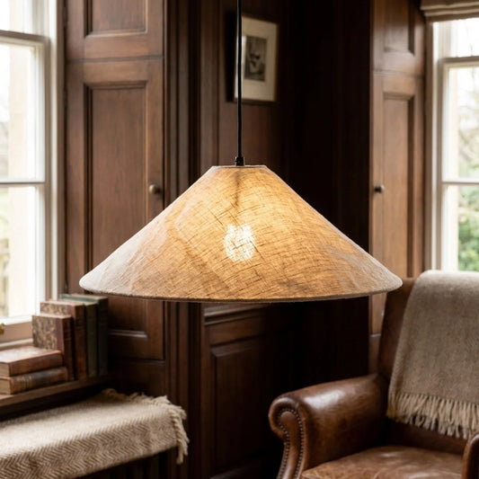 Minimal Collapsible Large Linen Pendant Light