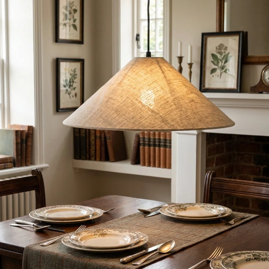 Minimal Collapsible Large Linen Pendant Light