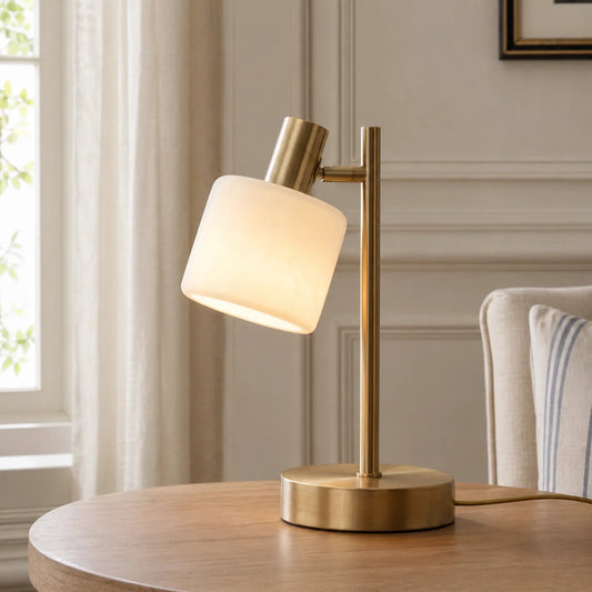 Minimalist Adjustable Porcelain Brass Table Lamp for Desk