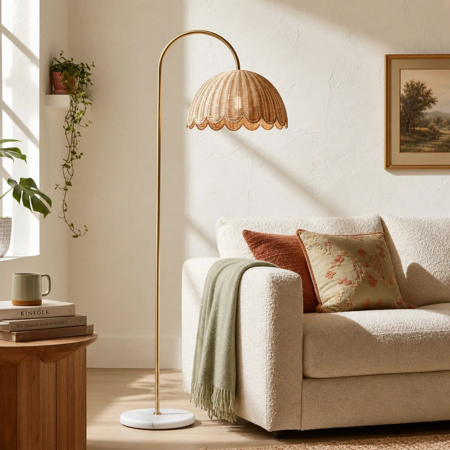 Minimalist Boho Natural Rattan Floor Lamp