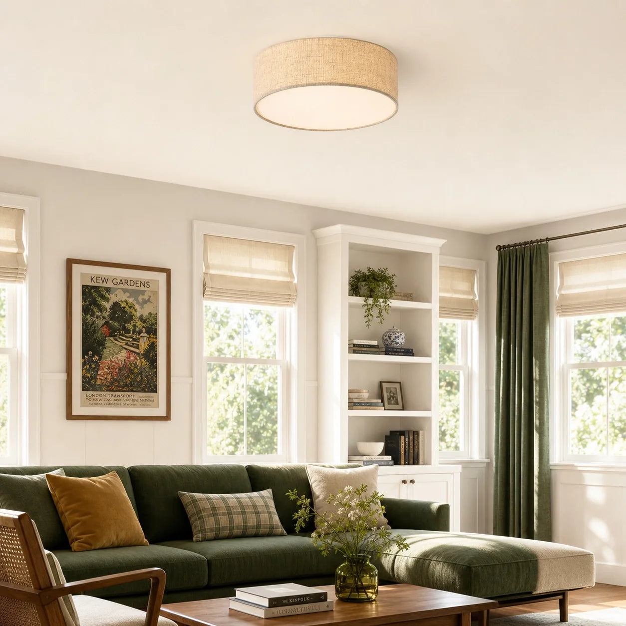 Minimalist Fabric Cylinder Shade Ceiling Light