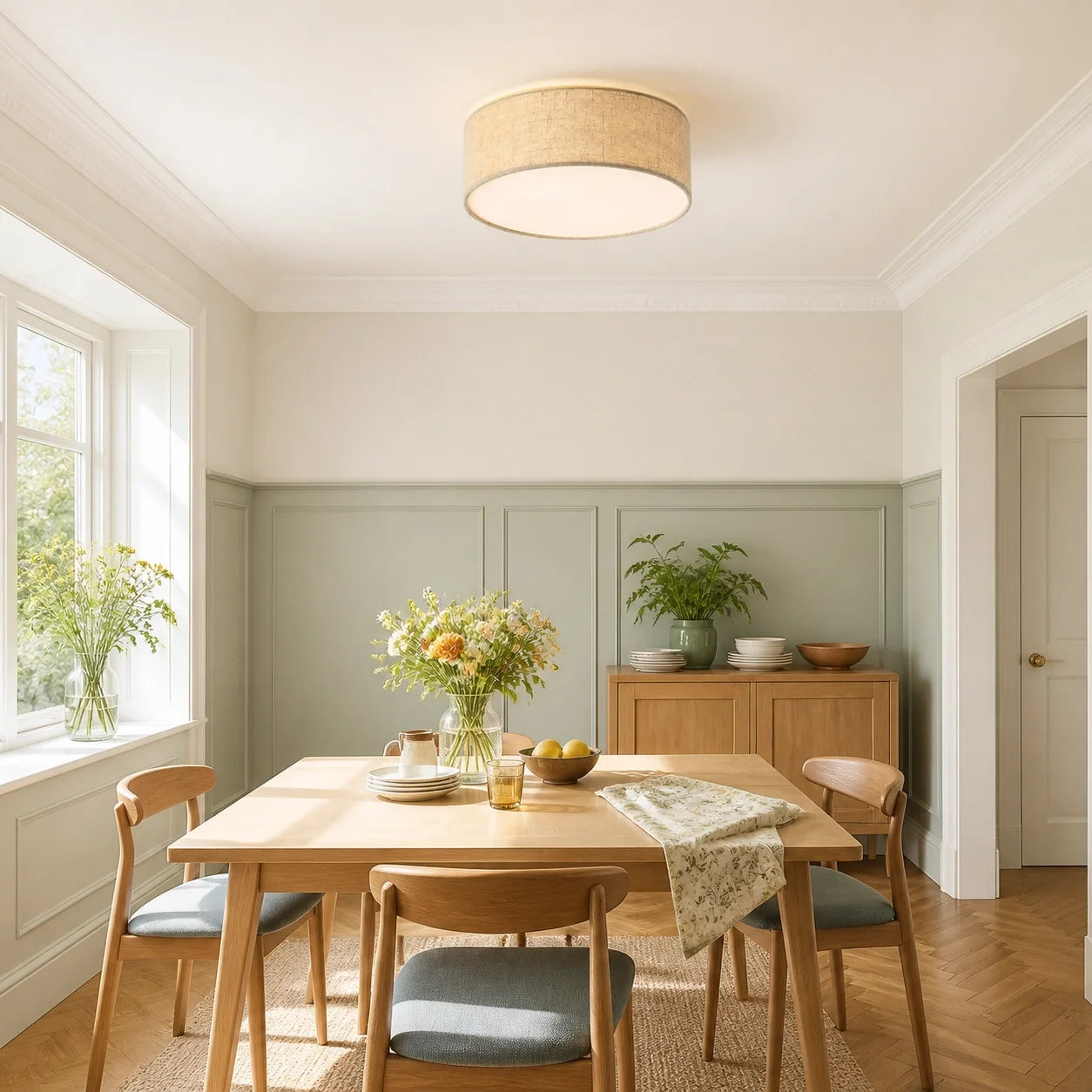 Minimalist Fabric Cylinder Shade Ceiling Light