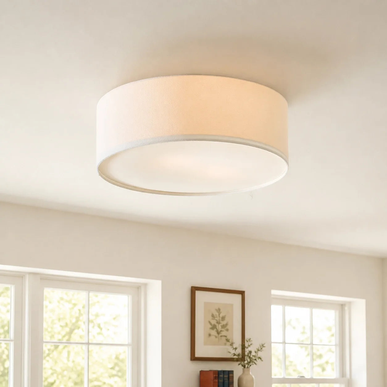 Minimalist Fabric Cylinder Shade Ceiling Light