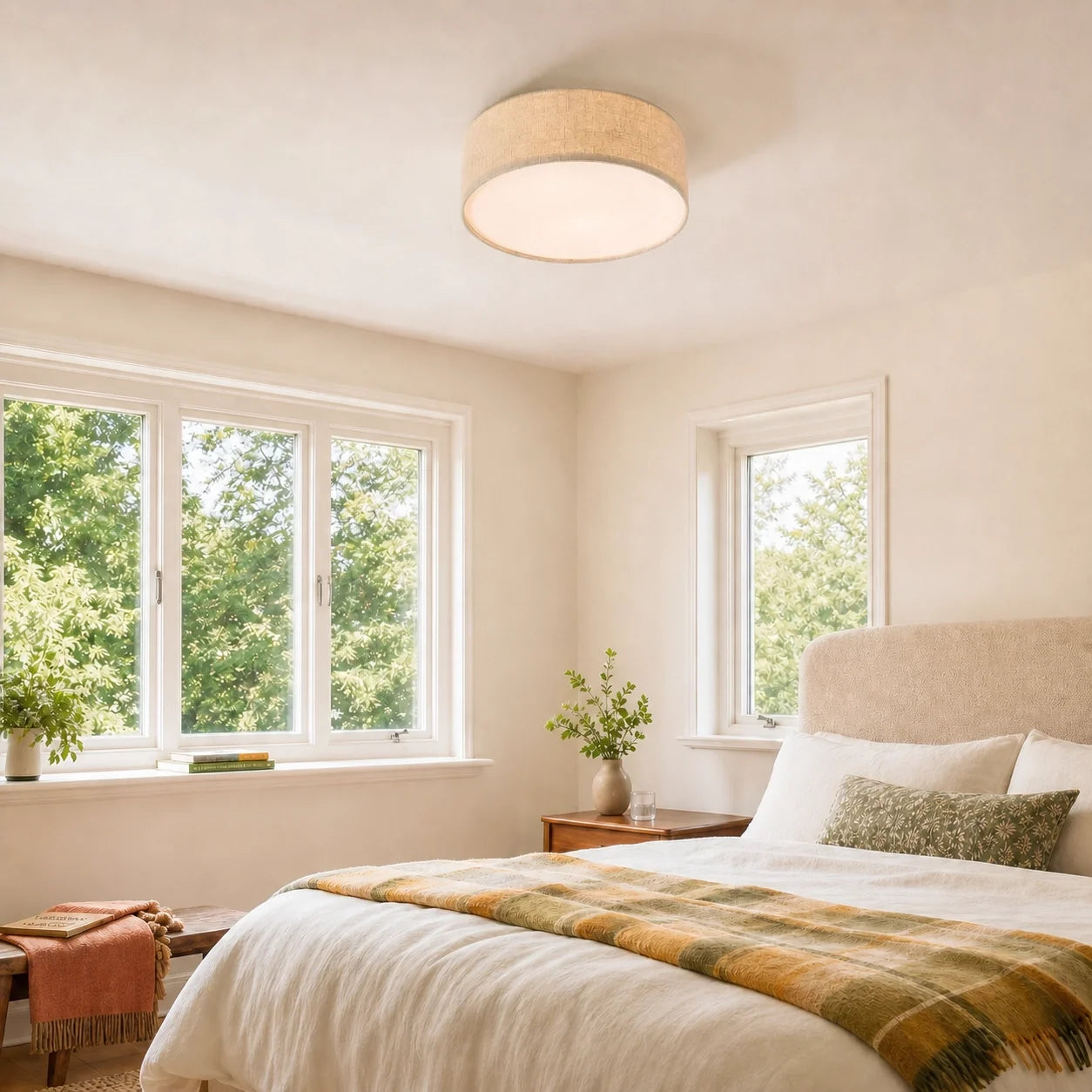 Minimalist Fabric Cylinder Shade Ceiling Light