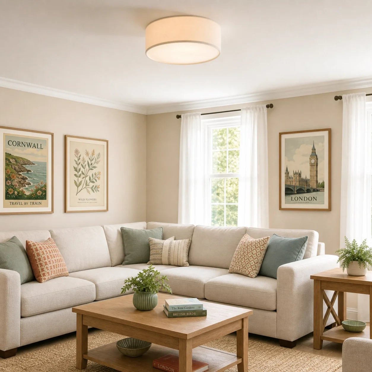 Minimalist Fabric Cylinder Shade Ceiling Light