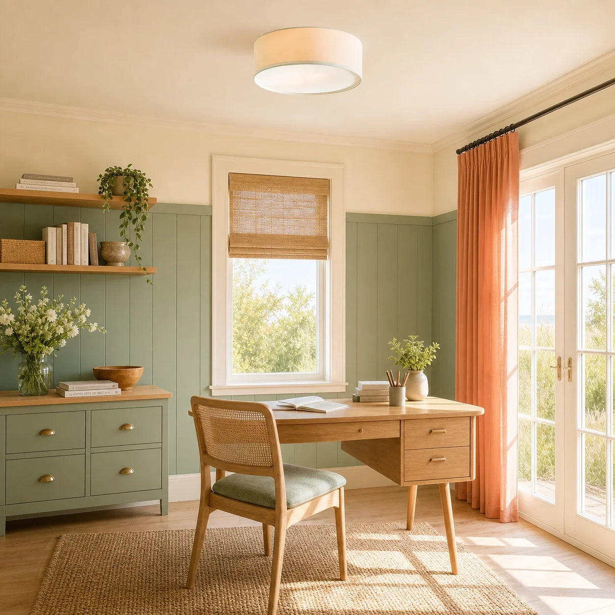 Minimalist Fabric Cylinder Shade Ceiling Light