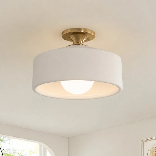Minimalist Flush Mount Drum Porcelain Ceiling Light