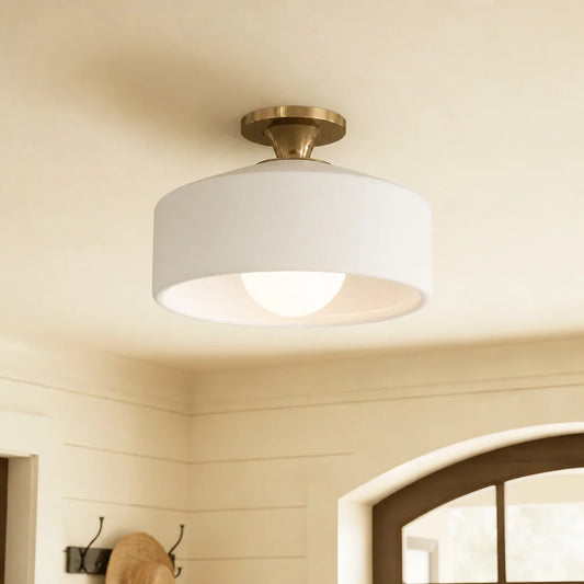 Minimalist Flush Mount Drum Porcelain Ceiling Light