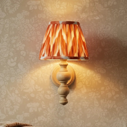 Modern Ash Wood Wall Lamp With Orange Fabric Lampshade