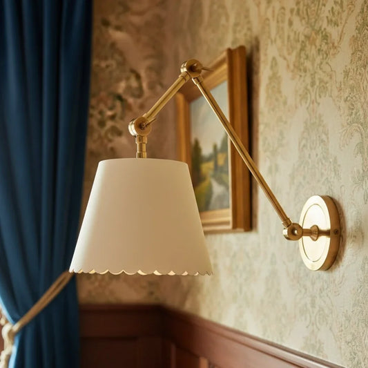 Modern Classic Leather Scalloped Wall Sconce