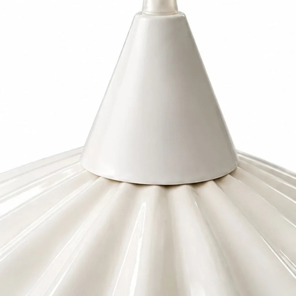 Modern Cottage Scalloped Ceramic Gloss White Pendant Light