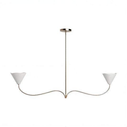 Modern Curved Arm Fabric Shade Chandelier