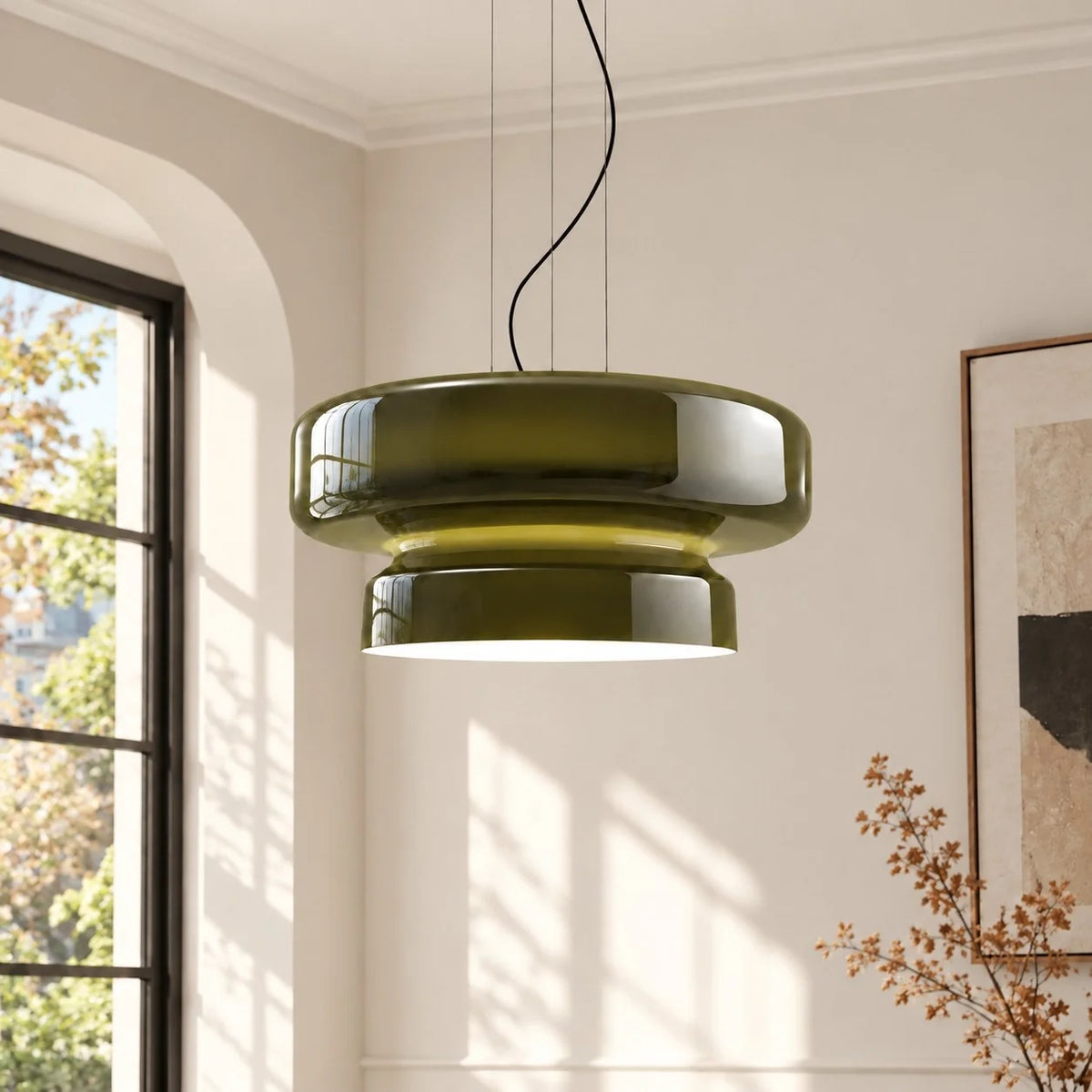Modern Curved Coloured Glass Pendant Light