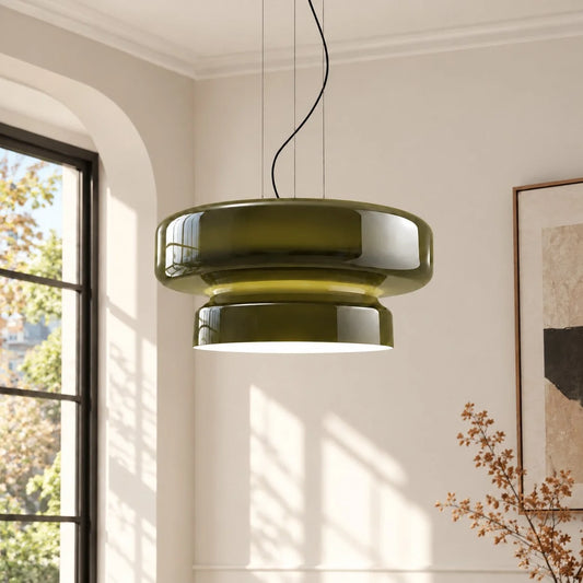 Modern Curved Coloured Glass Pendant Light