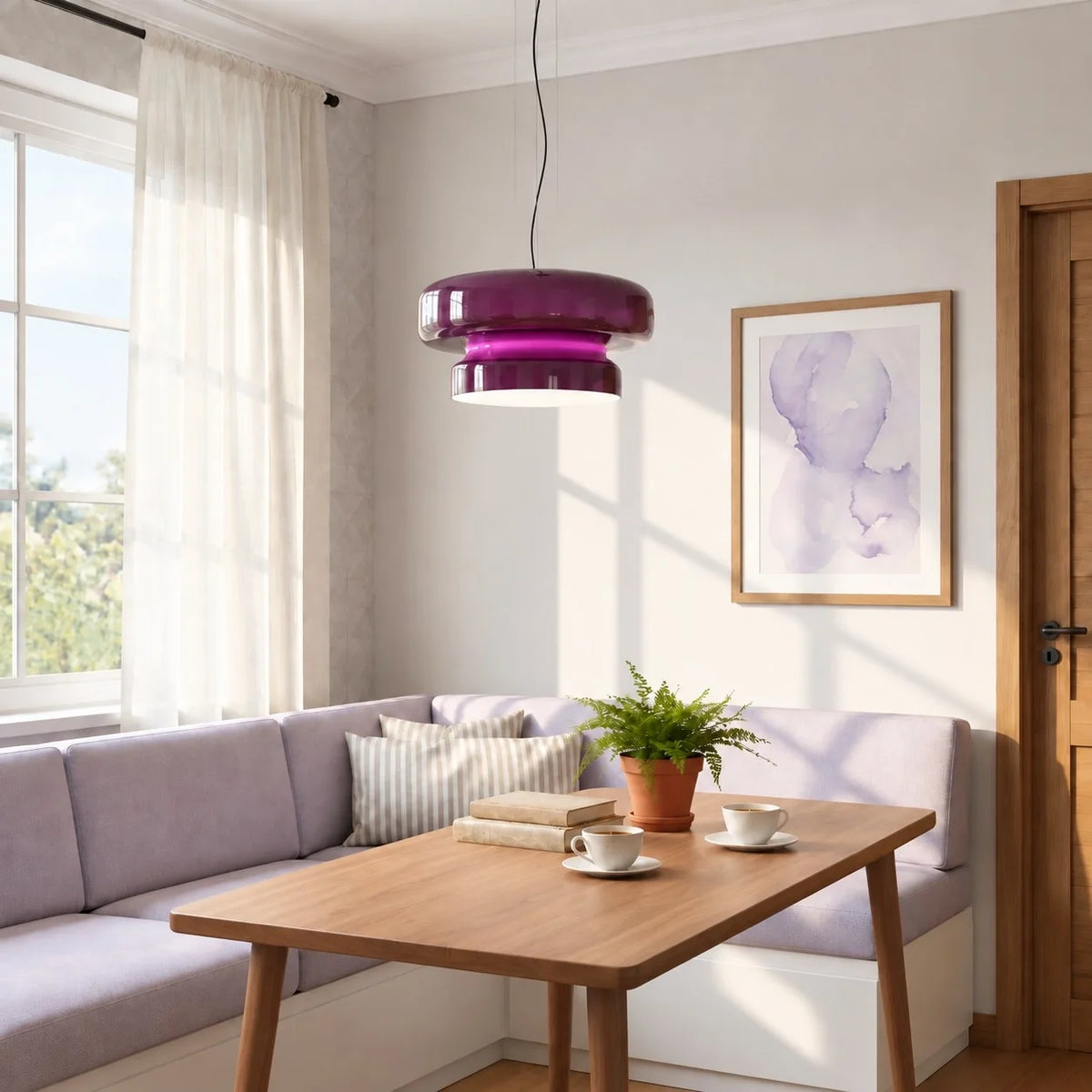 Modern Curved Coloured Glass Pendant Light
