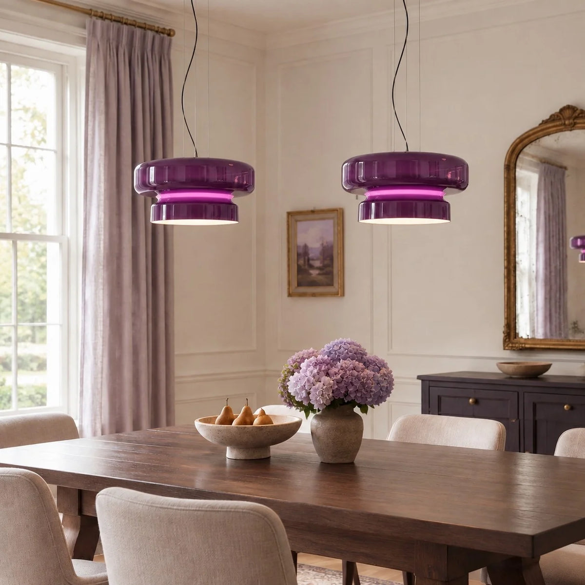 Modern Curved Coloured Glass Pendant Light