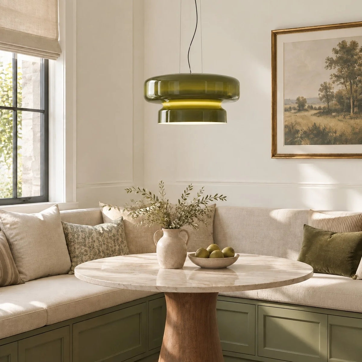 Modern Curved Coloured Glass Pendant Light