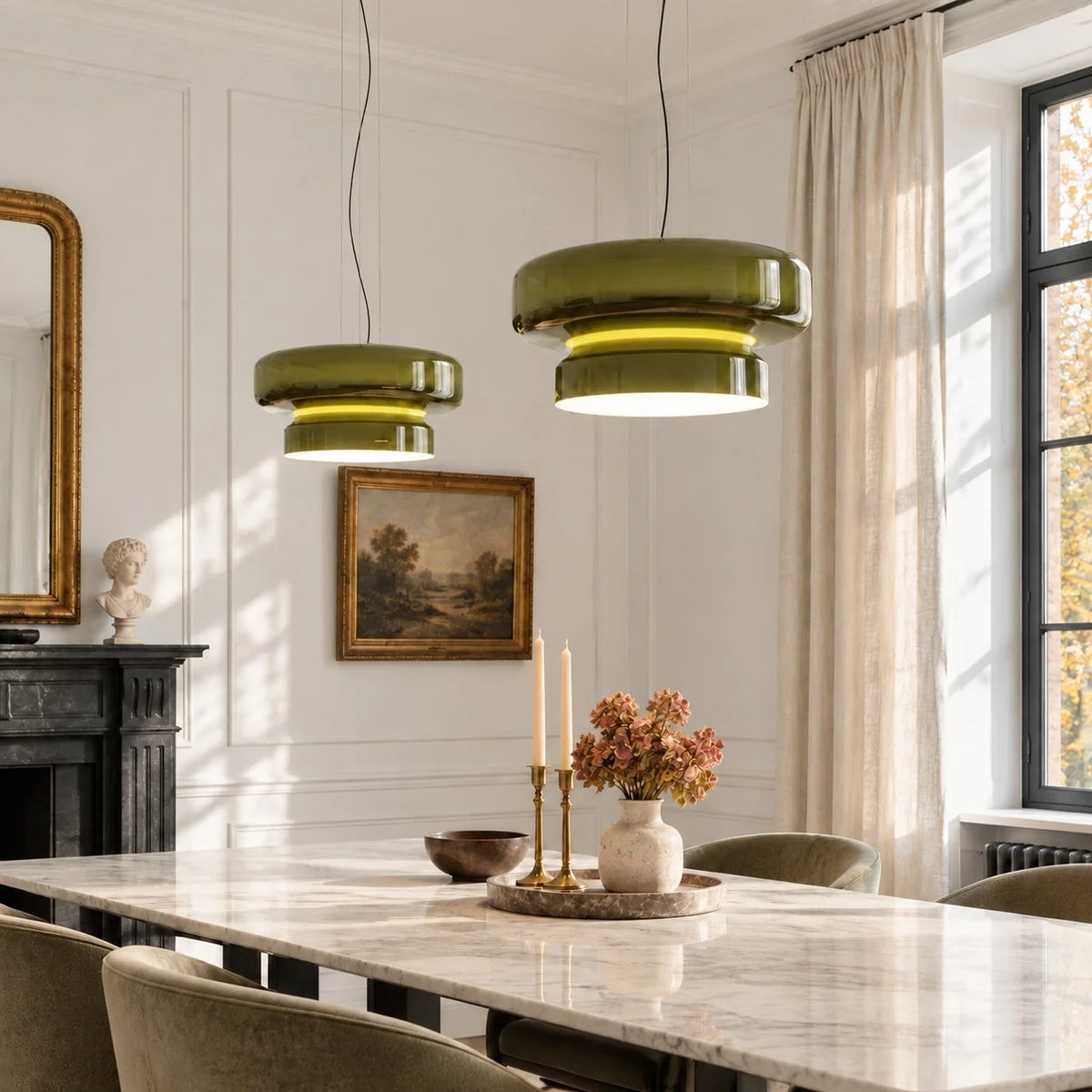 Modern Curved Coloured Glass Pendant Light