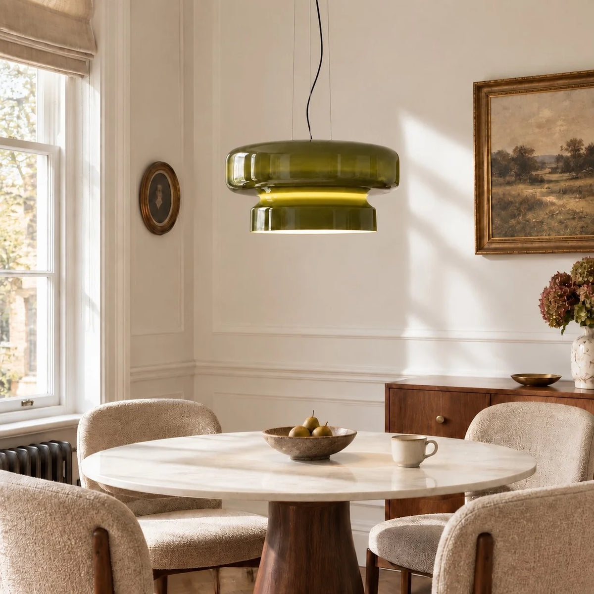 Modern Curved Coloured Glass Pendant Light