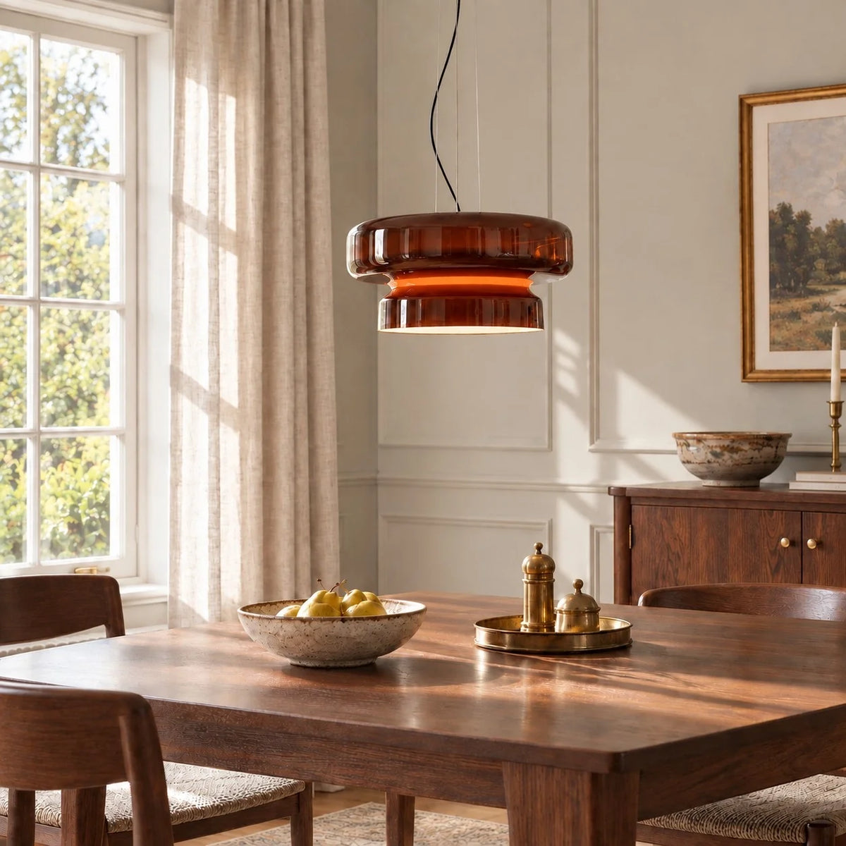 Modern Curved Coloured Glass Pendant Light