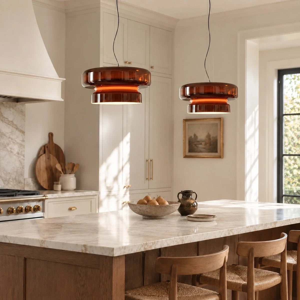 Modern Curved Coloured Glass Pendant Light