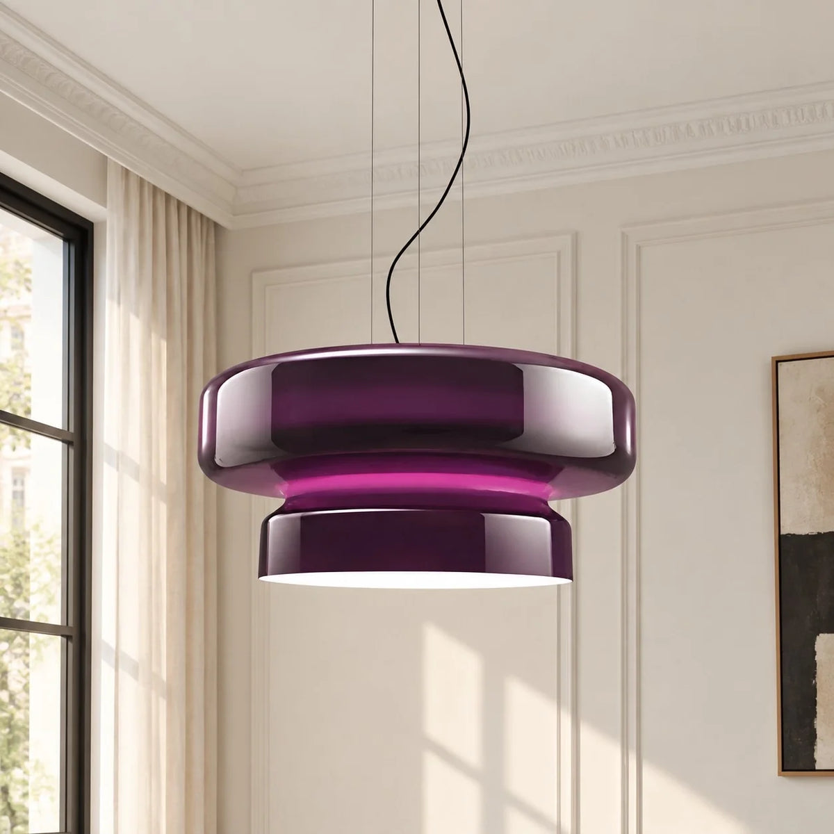 Modern Curved Coloured Glass Pendant Light