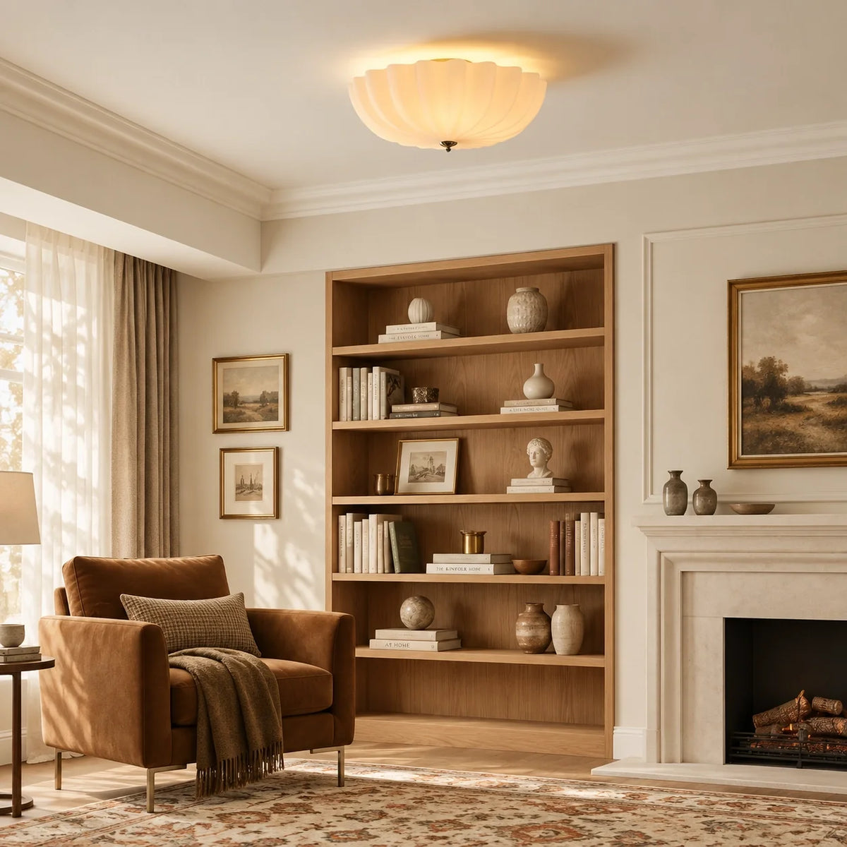 Modern Daisy Frosted Glass Semi-Flush Ceiling Light