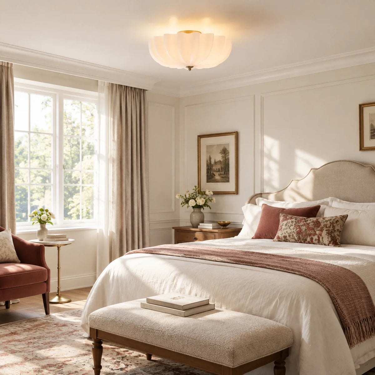 Modern Daisy Frosted Glass Semi-Flush Ceiling Light