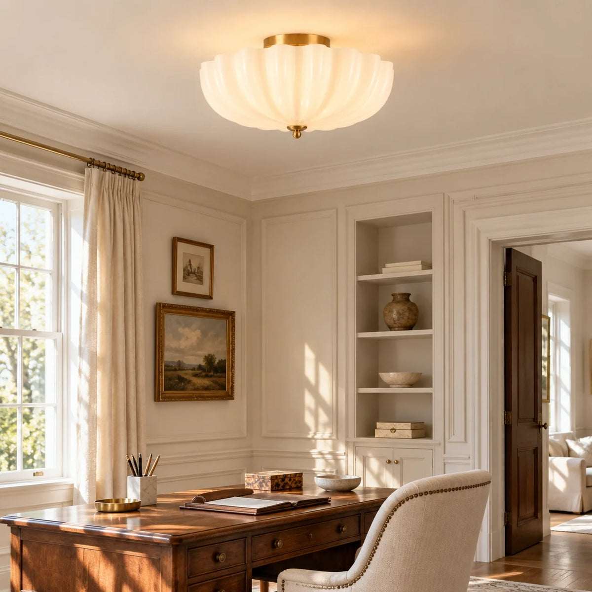 Modern Daisy Frosted Glass Semi-Flush Ceiling Light