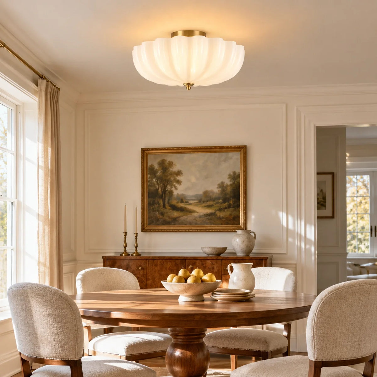 Modern Daisy Frosted Glass Semi-Flush Ceiling Light