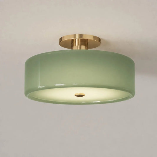 Modern Elegant Flush Mount Glass Drum Ceiling Light