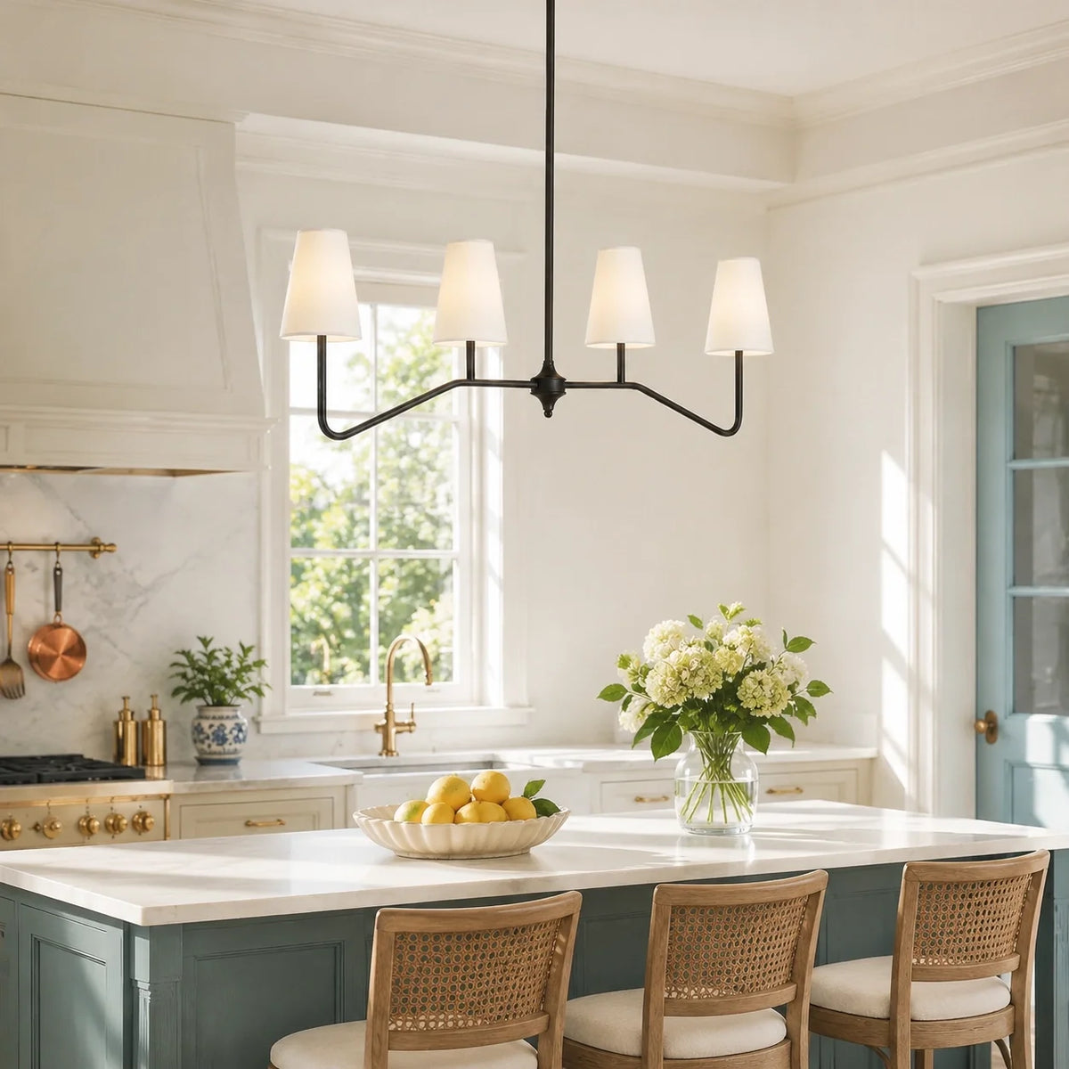 Modern Farmhouse 4-Light Linear Kitchen Island Chandelier