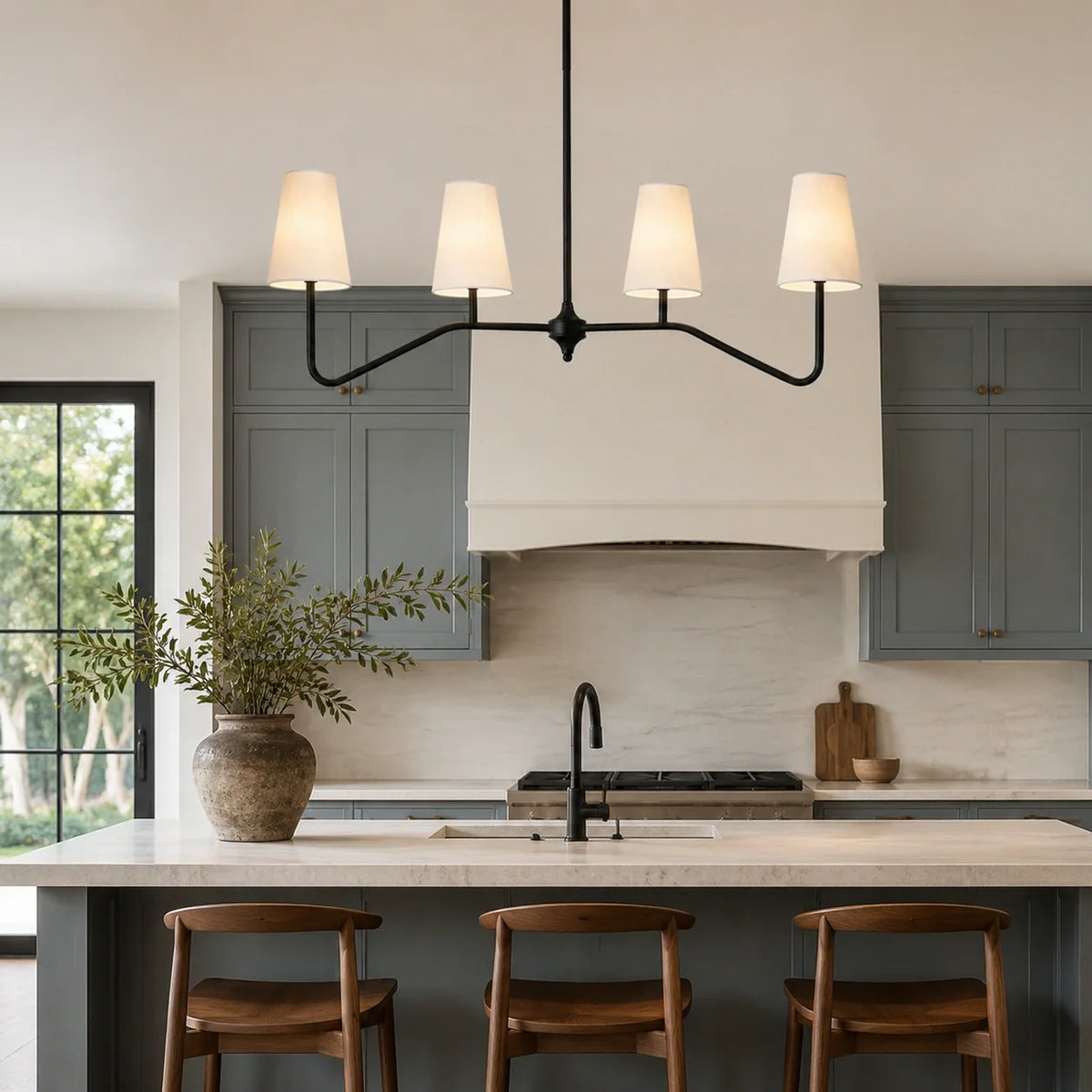 Modern Farmhouse 4-Light Linear Kitchen Island Chandelier