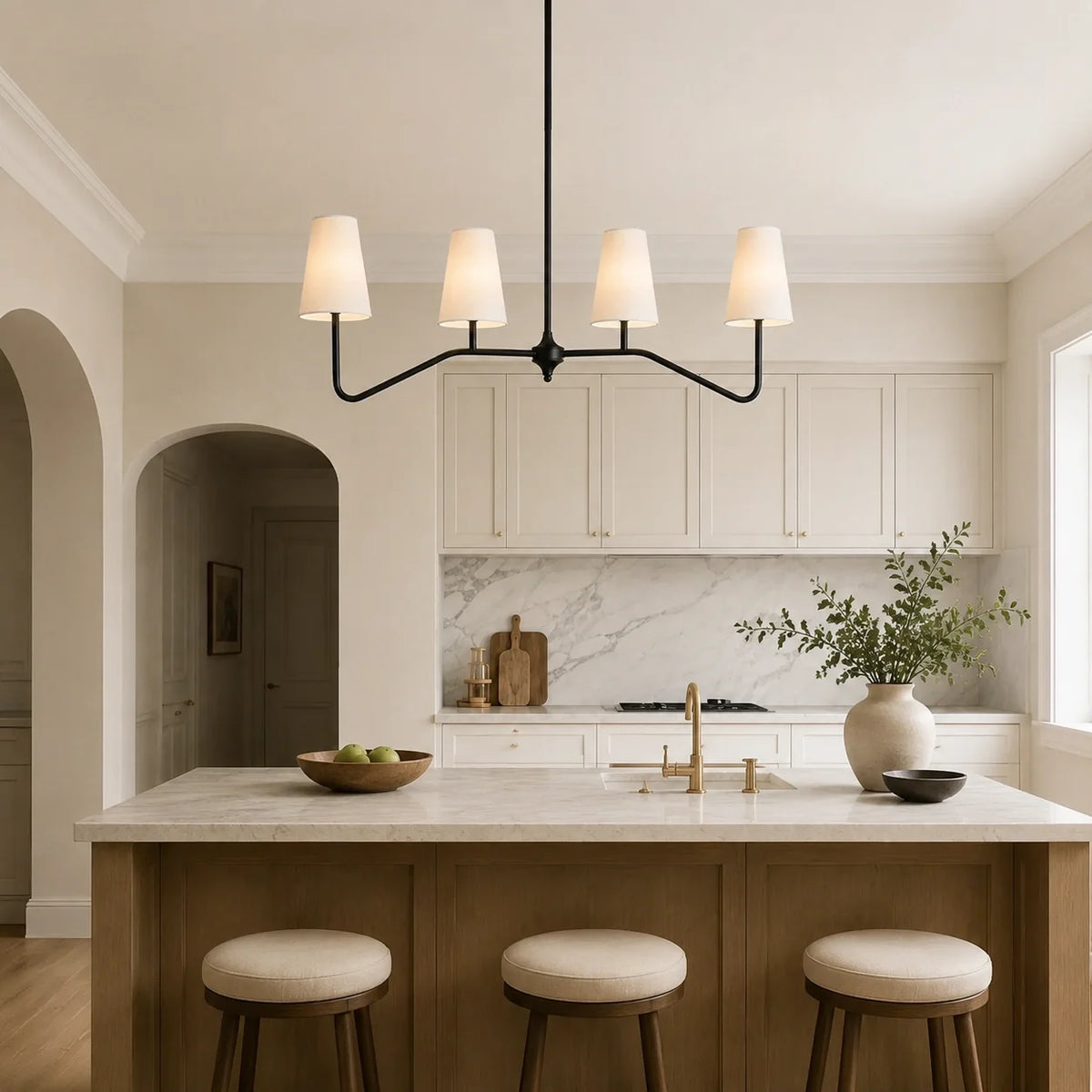 Modern Farmhouse 4-Light Linear Kitchen Island Chandelier