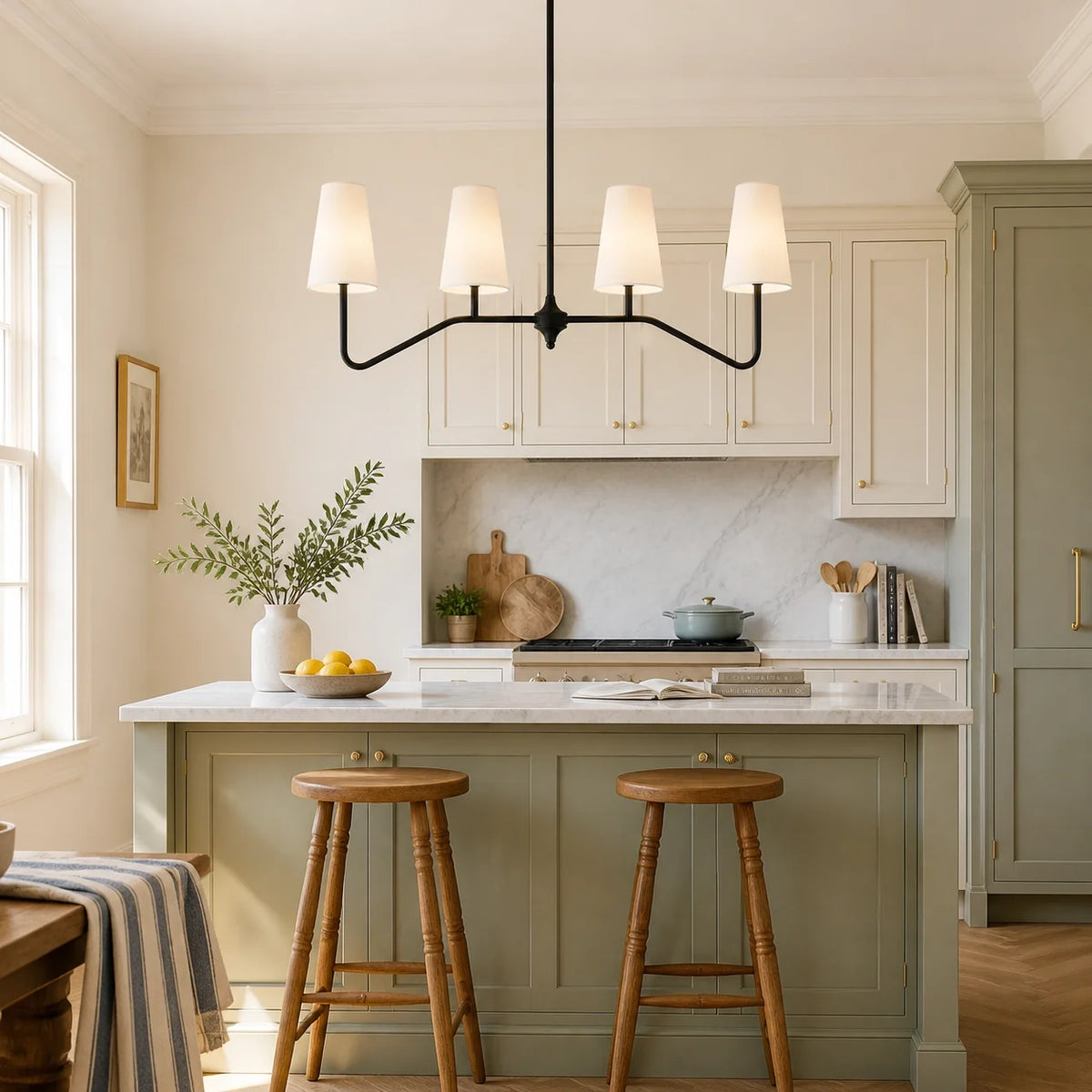 Modern Farmhouse 4-Light Linear Kitchen Island Chandelier