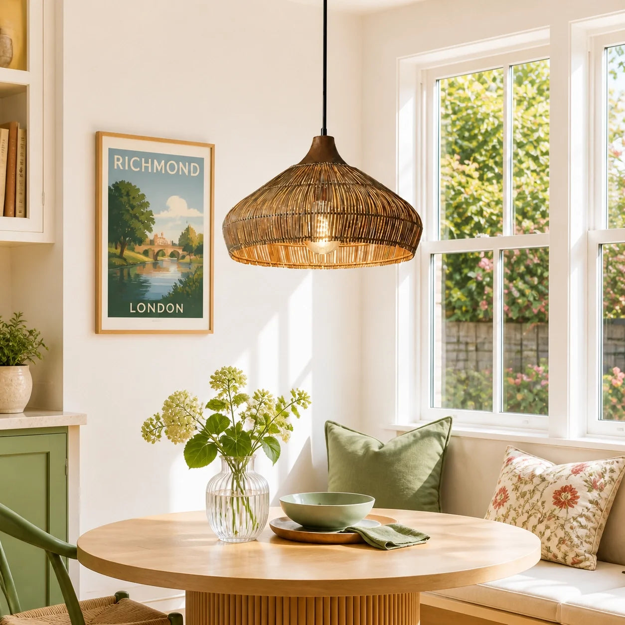 Modern Farmhouse Natural Rattan Woven Pendant Light
