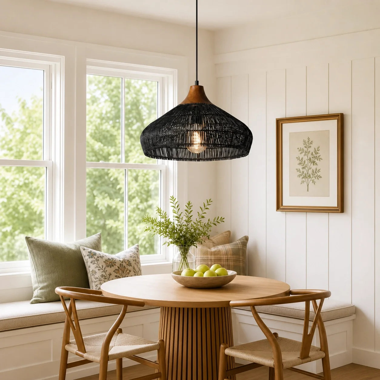 Modern Farmhouse Natural Rattan Woven Pendant Light