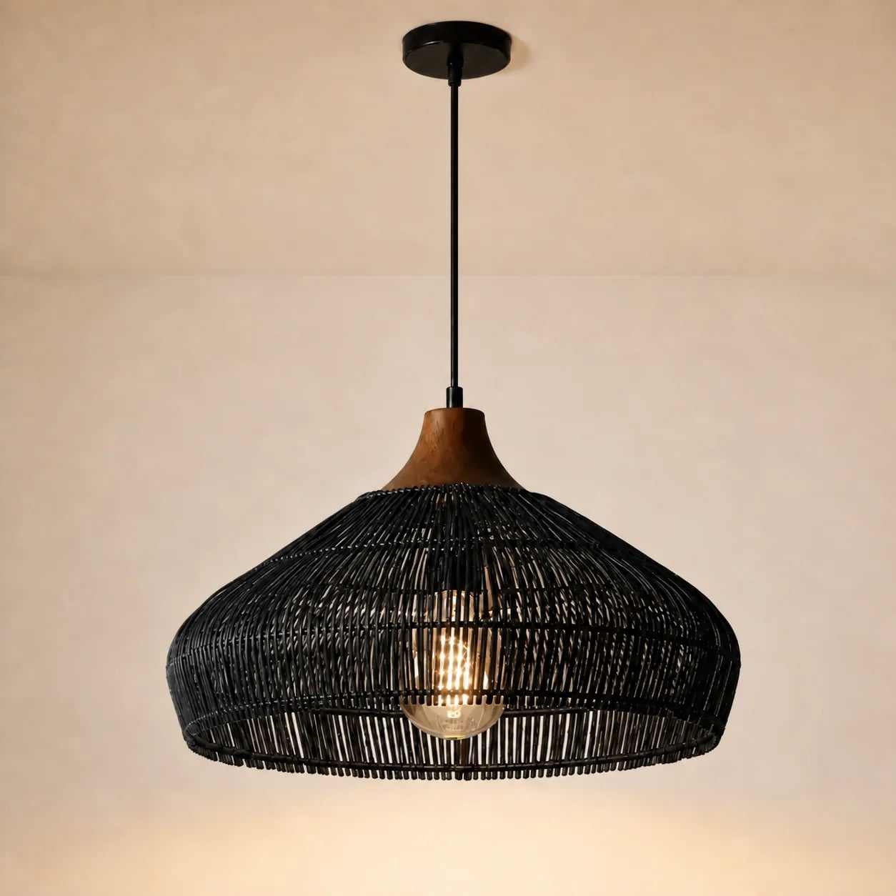 Modern Farmhouse Natural Rattan Woven Pendant Light