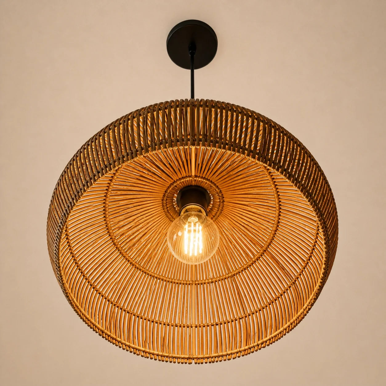 Modern Farmhouse Natural Rattan Woven Pendant Light