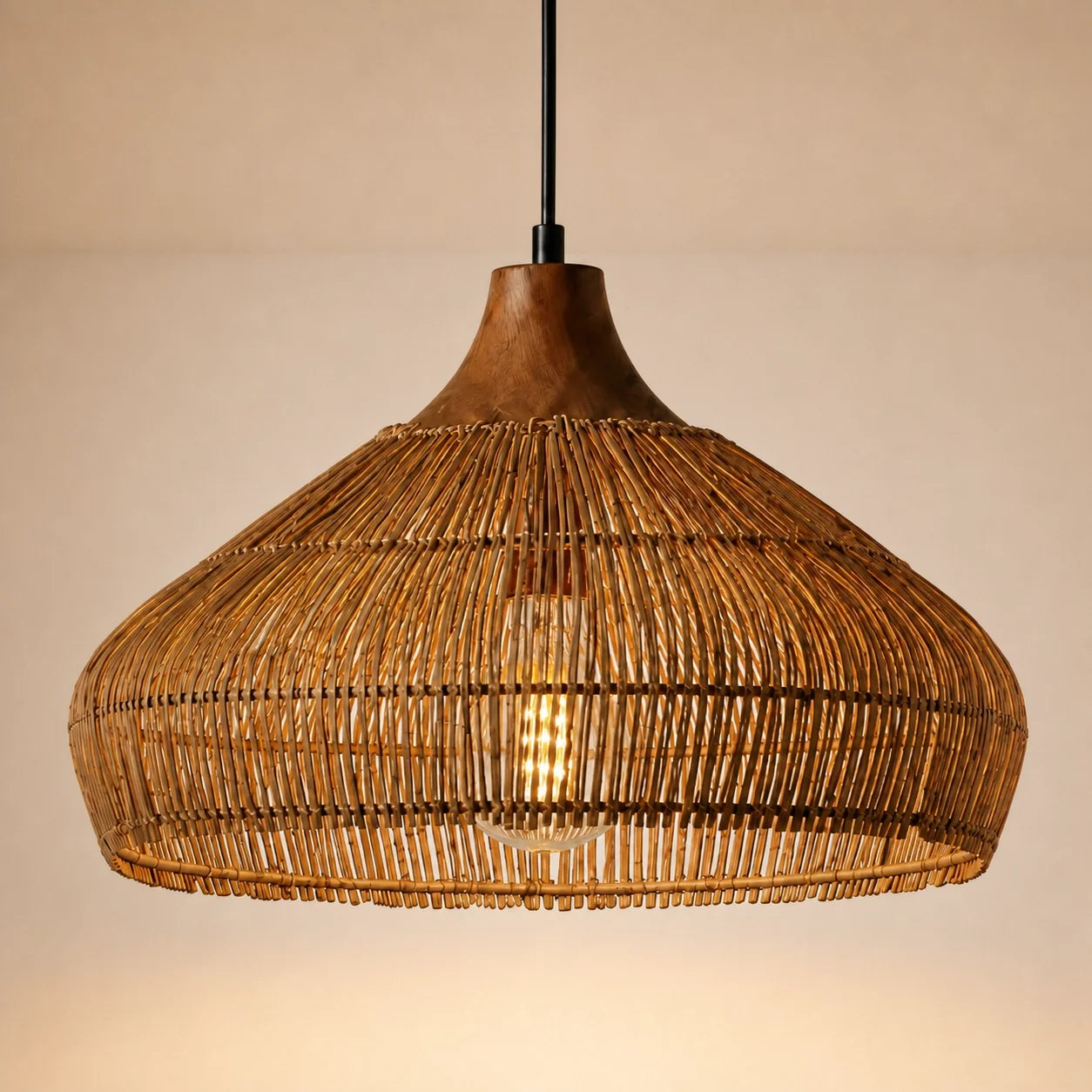 Modern Farmhouse Natural Rattan Woven Pendant Light