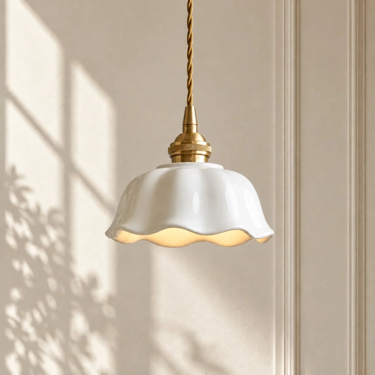 Modern Flower White Ceramic Pendant Light