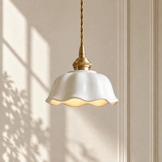 Modern Flower White Ceramic Pendant Light