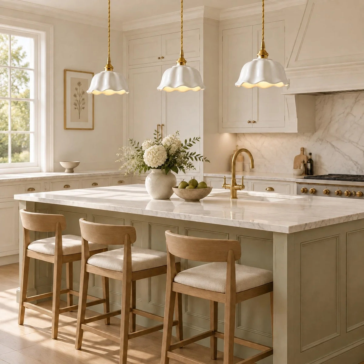 Modern Flower White Ceramic Pendant Light