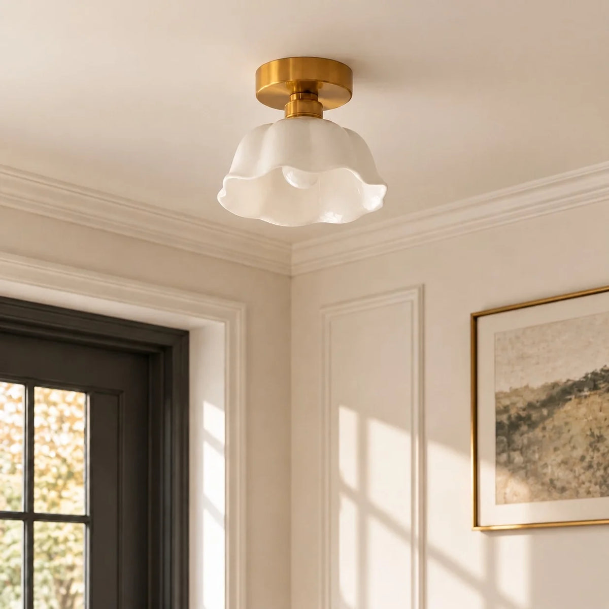 Modern Flower White Ceramic Pendant Light