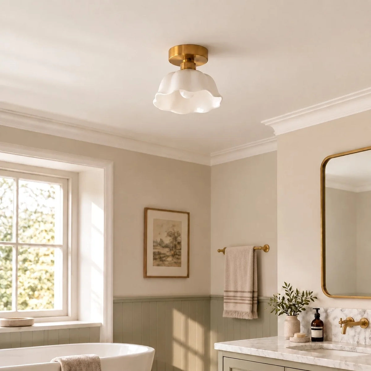 Modern Flower White Ceramic Pendant Light