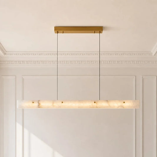 Modern LED Linear Alabaster Pendant Light for Kitchen Island and Dining